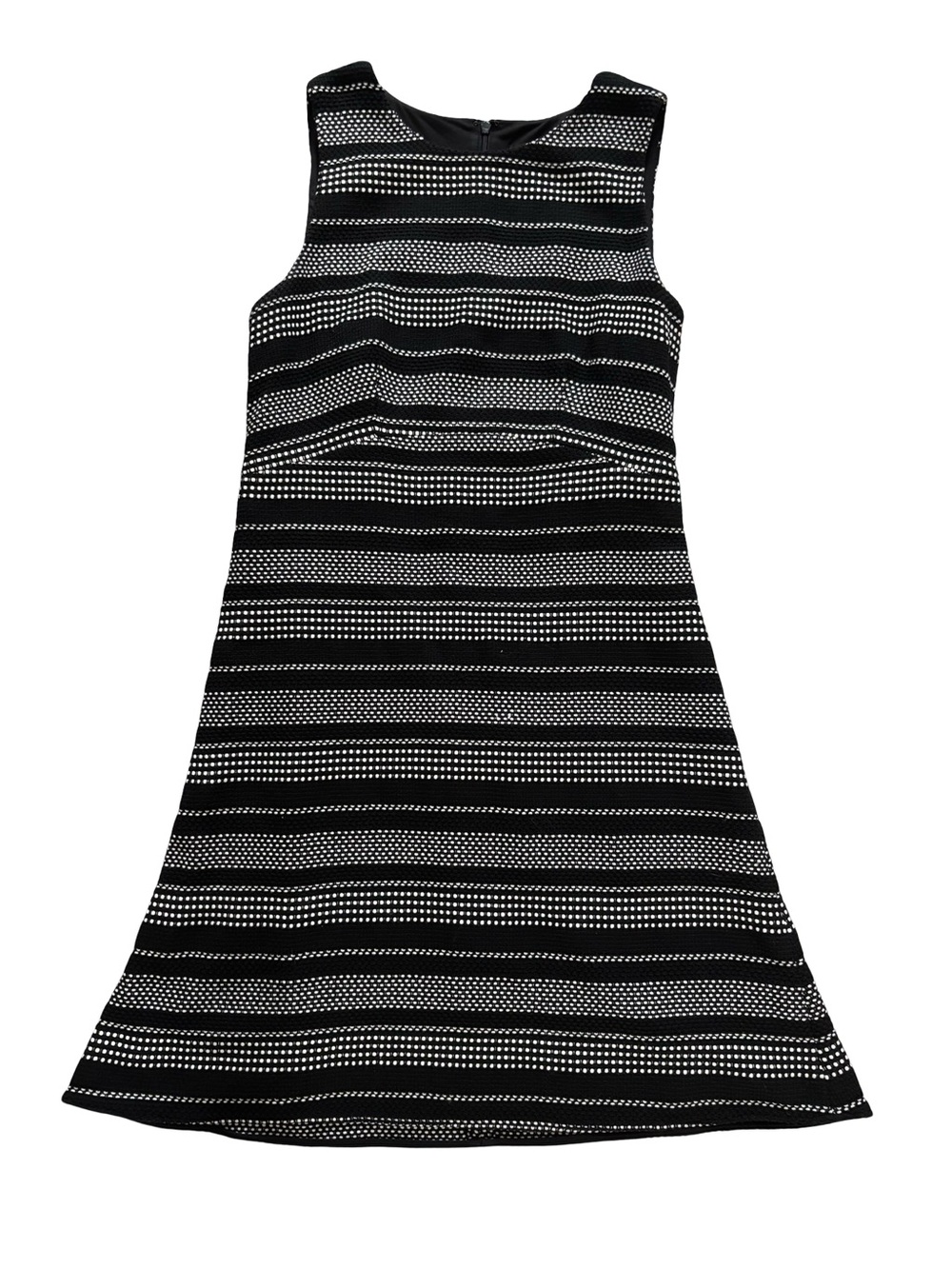 Ann Taylor Black White Textured Sleeveless A-Line Dress Size 10